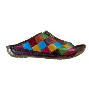 Smaibulun Soffia | Hotline Multi Diamond Patterned Leather Sandal (Size 38 US 7)